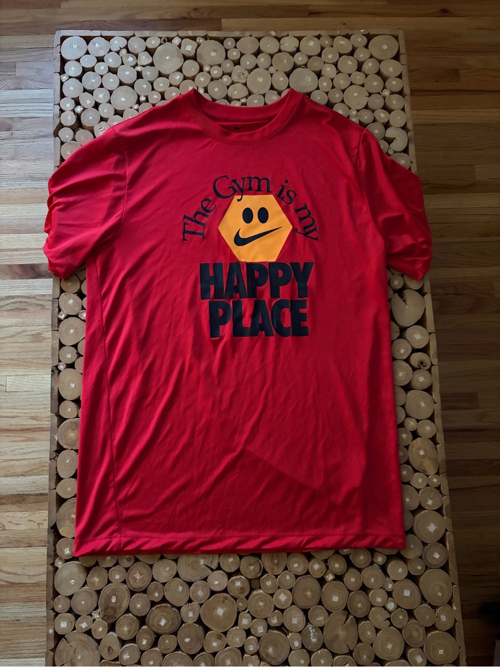 Nike Red 'The Gym is my HAPPY PLACE' Graphic Short Sleeve Dri-Fit Tee